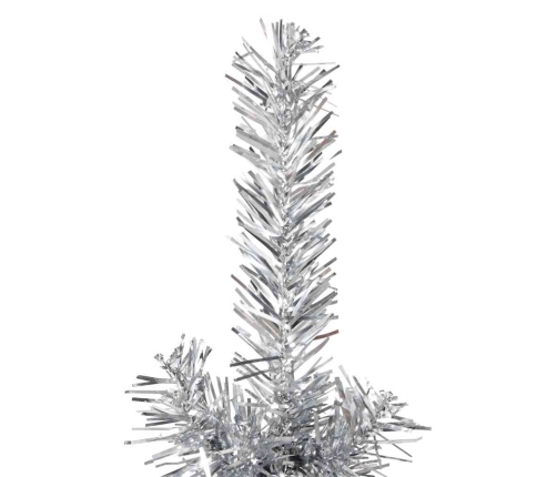 Medio árbol de Navidad artificial con soporte plateado 180 cm