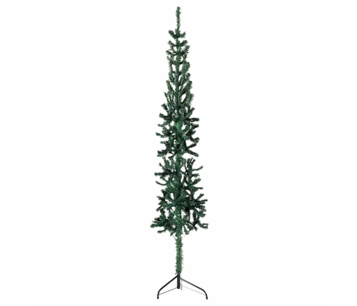 Medio árbol de Navidad artificial con soporte verde 120 cm