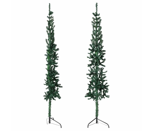 Medio árbol de Navidad artificial con soporte verde 120 cm