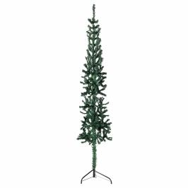 Medio árbol de Navidad artificial con soporte verde 120 cm