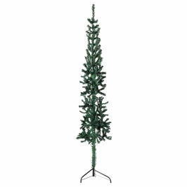 Medio árbol de Navidad artificial con soporte verde 180 cm