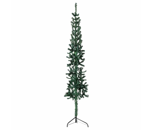 Medio árbol de Navidad artificial con soporte verde 180 cm