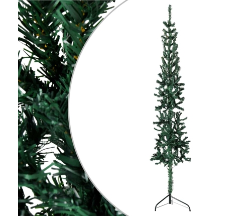 Medio árbol de Navidad artificial con soporte verde 180 cm