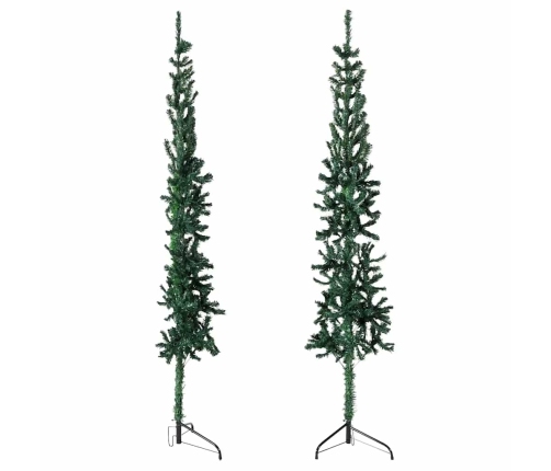 Medio árbol de Navidad artificial con soporte verde 180 cm