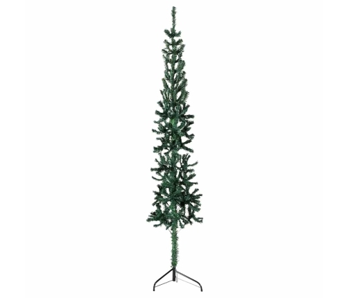 Medio árbol de Navidad artificial con soporte verde 210 cm