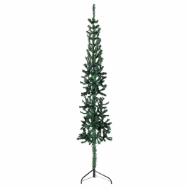 Medio árbol de Navidad artificial con soporte verde 240 cm