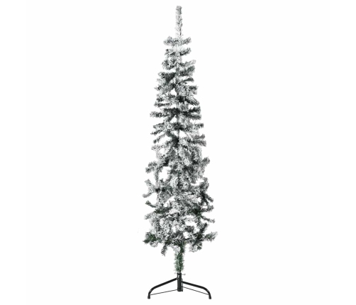 Mitad árbol Navidad artificial estrecho con nieve 120 cm