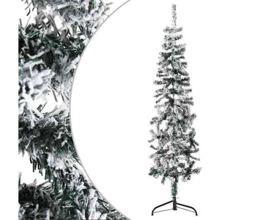 Mitad árbol Navidad artificial estrecho con nieve 120 cm