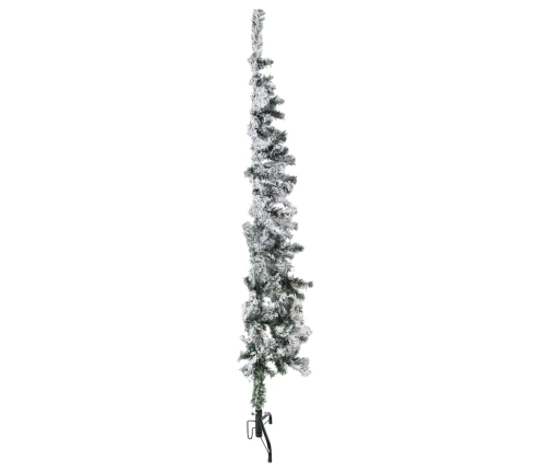 Mitad árbol Navidad artificial delgado con nieve 150 cm