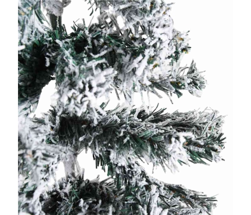 Mitad árbol Navidad artificial delgado con nieve 150 cm