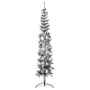 Mitad árbol Navidad artificial delgado con nieve 180 cm