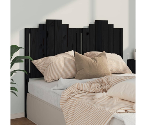 vidaXL Cabecero de cama madera maciza de pino negro 146x4x110 cm