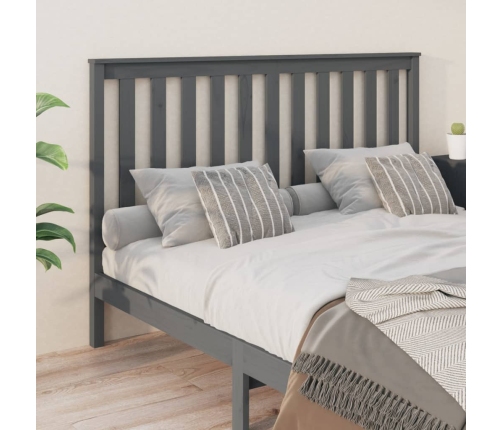 vidaXL Cabecero de cama madera maciza de pino gris 156x6x101 cm