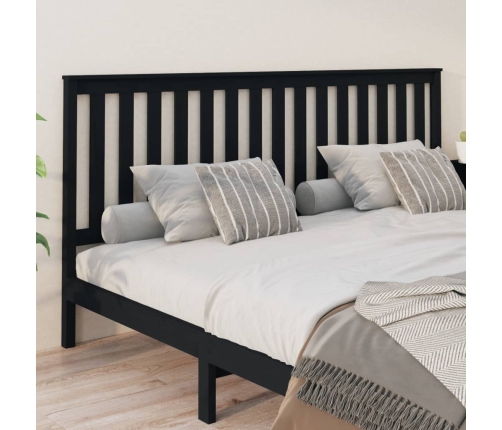 vidaXL Cabecero de cama madera maciza de pino negro 206x6x101 cm