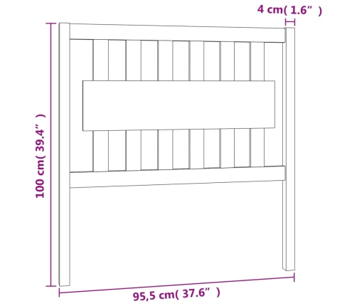 Cabecero de cama madera maciza de pino 95,5x4x100 cm