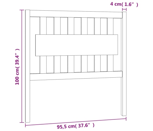 Cabecero de cama madera maciza de pino blanco 95,5x4x100 cm