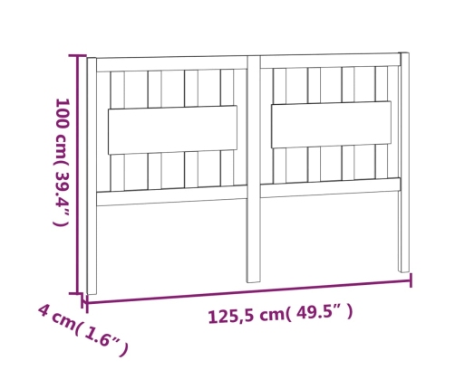 Cabecero de cama madera maciza de pino 125,5x4x100 cm