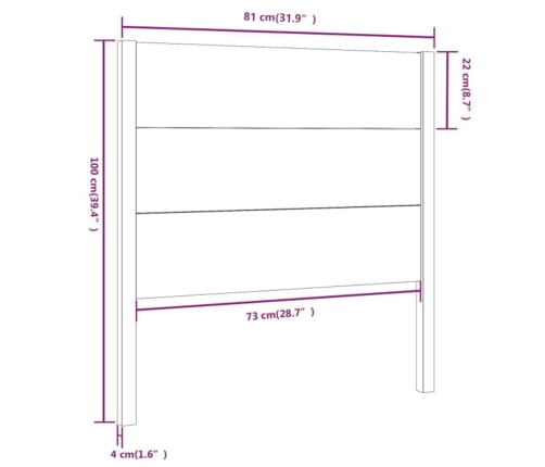 Cabecero de cama madera maciza de pino 81x4x100 cm