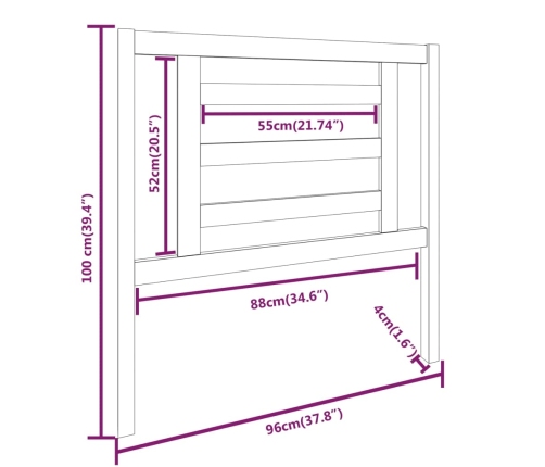 Cabecero de cama madera maciza de pino 96x4x100 cm