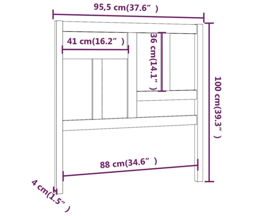 vidaXL Cabecero de cama madera maciza de pino 95,5x4x100 cm