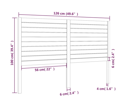 Cabecero de cama madera maciza de pino 126x4x100 cm