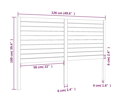 Cabecero de cama madera maciza de pino negro 126x4x100 cm