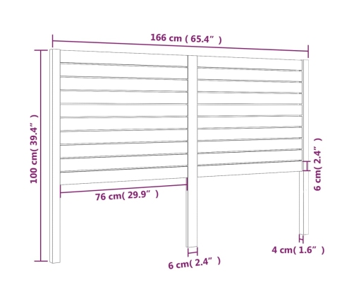 Cabecero de cama madera maciza de pino 166x4x100 cm