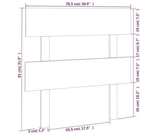 Cabecero de cama madera maciza de pino marrón miel 78,5x3x81 cm