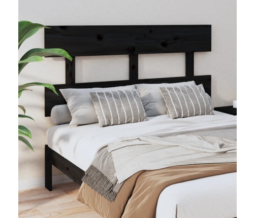 vidaXL Cabecero de cama madera maciza de pino negro 124x3x81 cm