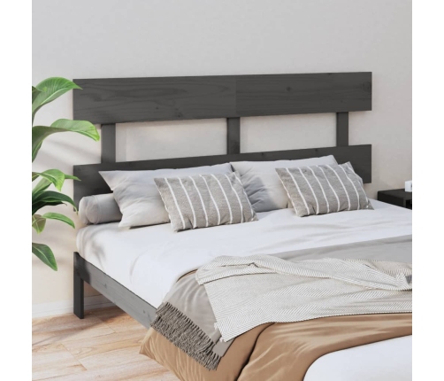 Cabecero de cama madera maciza de pino gris 154x3x81 cm