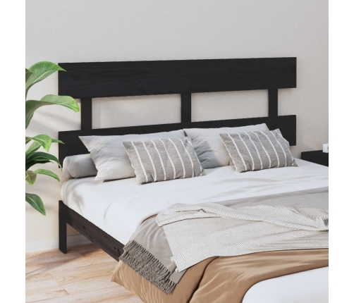 Cabecero de cama madera maciza de pino negro 164x3x81 cm