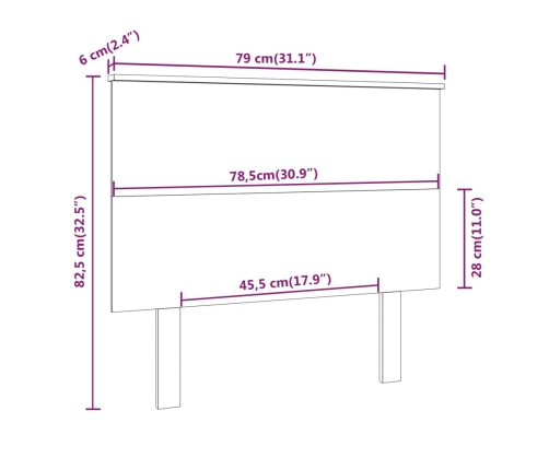 Cabecero de cama madera maciza de pino blanco 79x6x82,5 cm