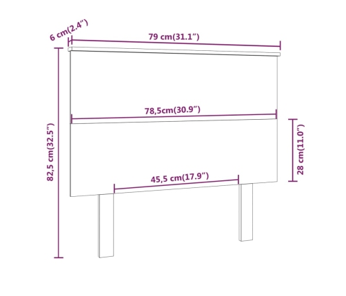 Cabecero de cama madera maciza de pino negro 79x6x82,5 cm