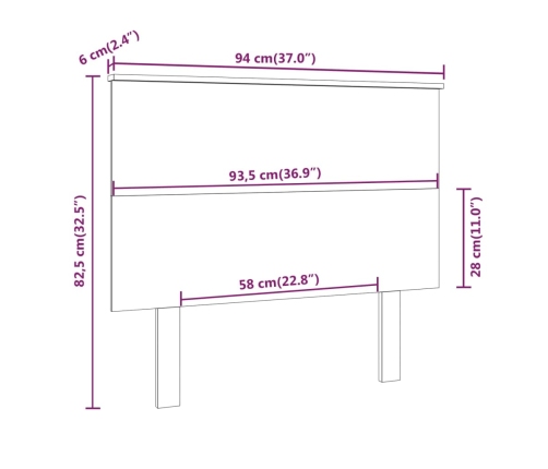 Cabecero de cama madera maciza de pino 94x6x82,5 cm