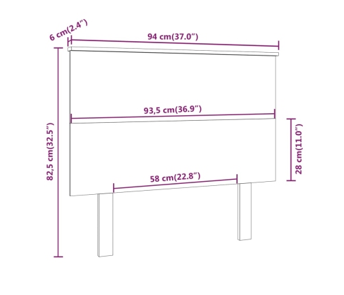 Cabecero de cama madera maciza de pino blanco 94x6x82,5 cm