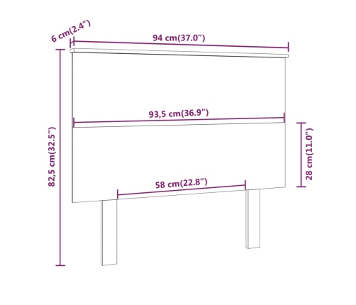 Cabecero de cama madera maciza de pino marrón miel 94x6x82,5 cm