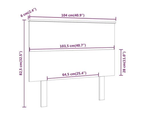 Cabecero de cama madera maciza de pino 104x6x82,5 cm