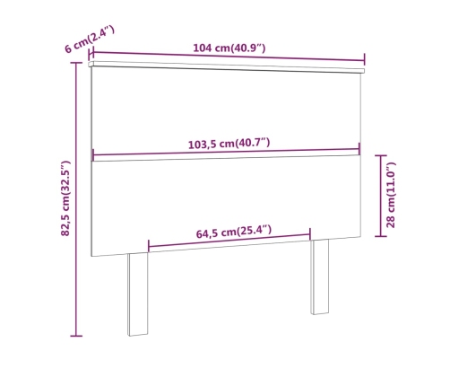 vidaXL Cabecero de cama madera maciza de pino blanco 104x6x82,5 cm