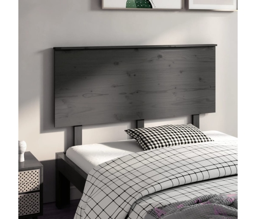 Cabecero de cama madera maciza de pino gris 124x6x82,5 cm