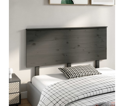 Cabecero de cama madera maciza de pino gris 144x6x82,5 cm