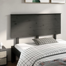 Cabecero de cama madera maciza de pino gris 144x6x82,5 cm