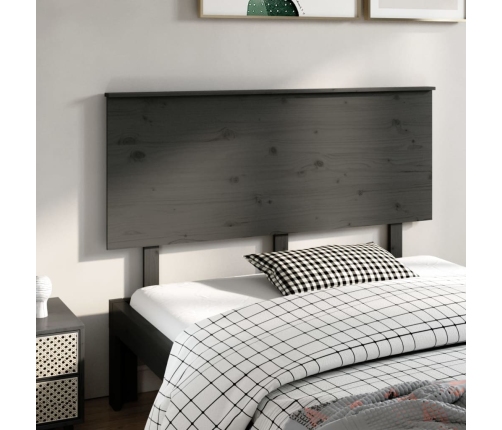 Cabecero de cama madera maciza de pino gris 144x6x82,5 cm