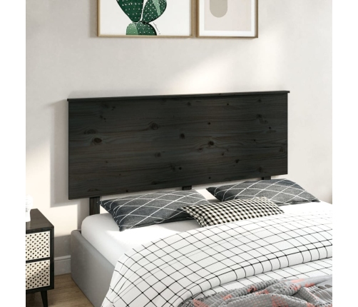 vidaXL Cabecero de cama madera maciza de pino negro 144x6x82,5 cm