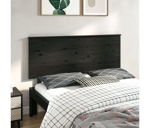 vidaXL Cabecero de cama madera maciza de pino negro 144x6x82,5 cm