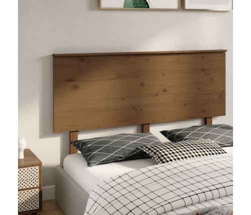 Cabecero de cama madera maciza de pino marrón miel 154x6x82,5cm