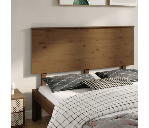 Cabecero de cama madera maciza de pino marrón miel 154x6x82,5cm