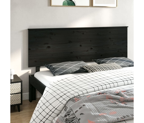 Cabecero de cama madera maciza de pino negro 184x6x82,5 cm