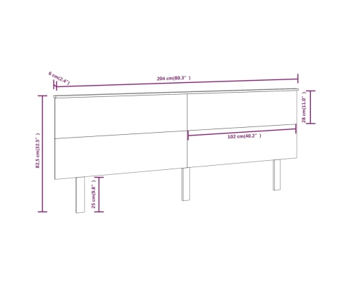 Cabecero de cama madera maciza de pino blanco 204x6x82,5 cm