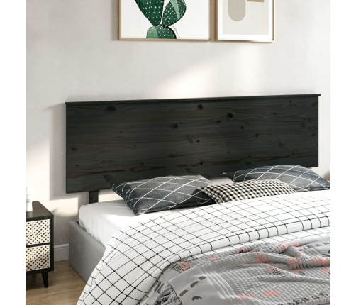 vidaXL Cabecero de cama madera maciza de pino negro 204x6x82,5 cm