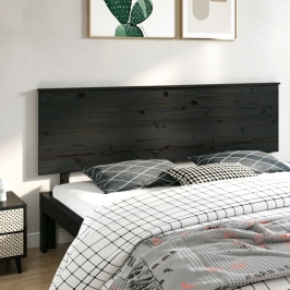 Cabecero de cama madera maciza de pino negro 204x6x82,5 cm